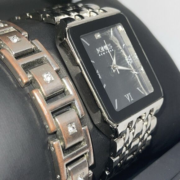 Jones NY Stainless Steel Men's Watch Bracelet (2 Piece Set)Sleek Stylish Fashion - Picture 6 of 16